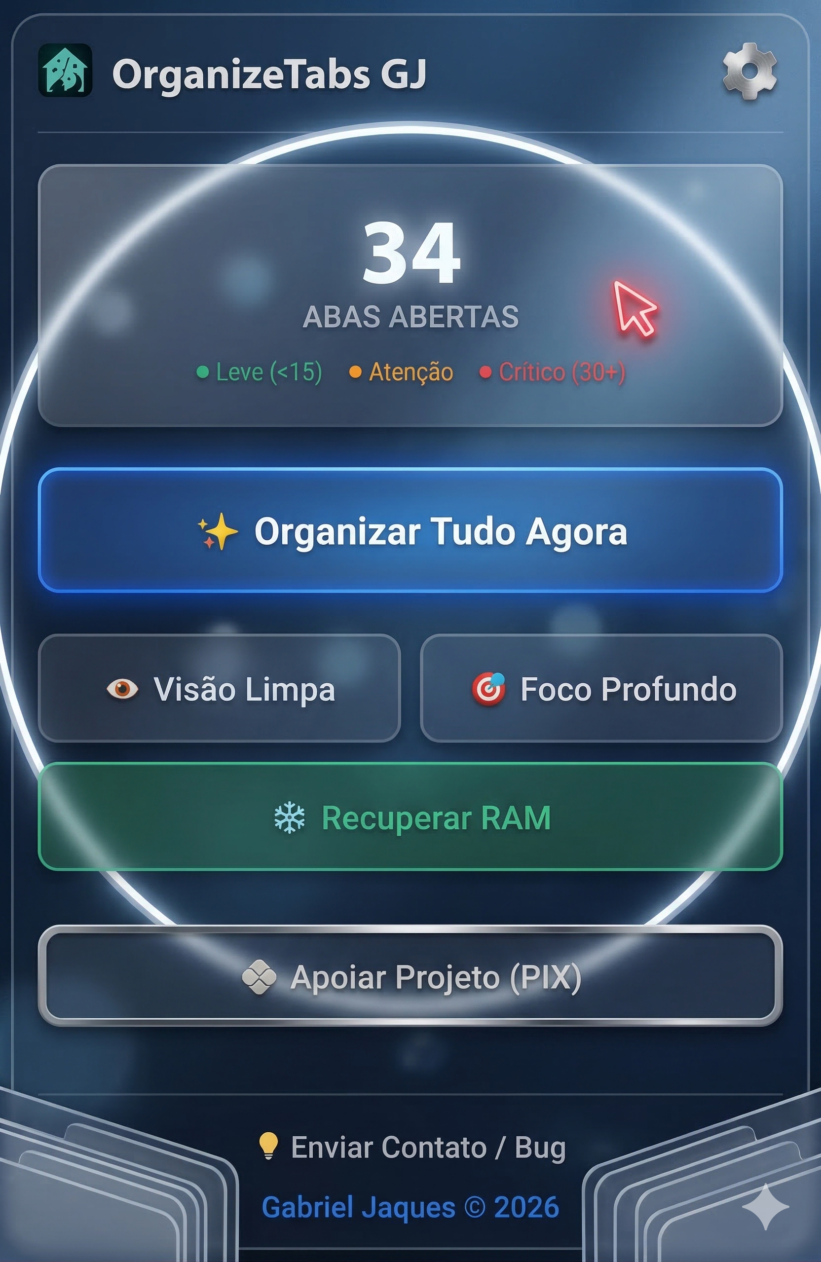 Popup de Ações Rápidas